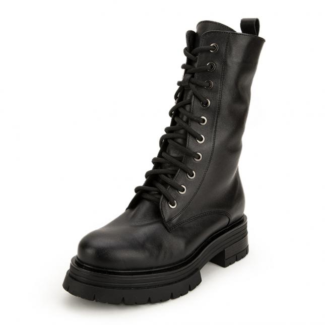 Чёрные высокие ботинки из натуральной кожи FRANCESCO DONNI FRANCESCO DONNI